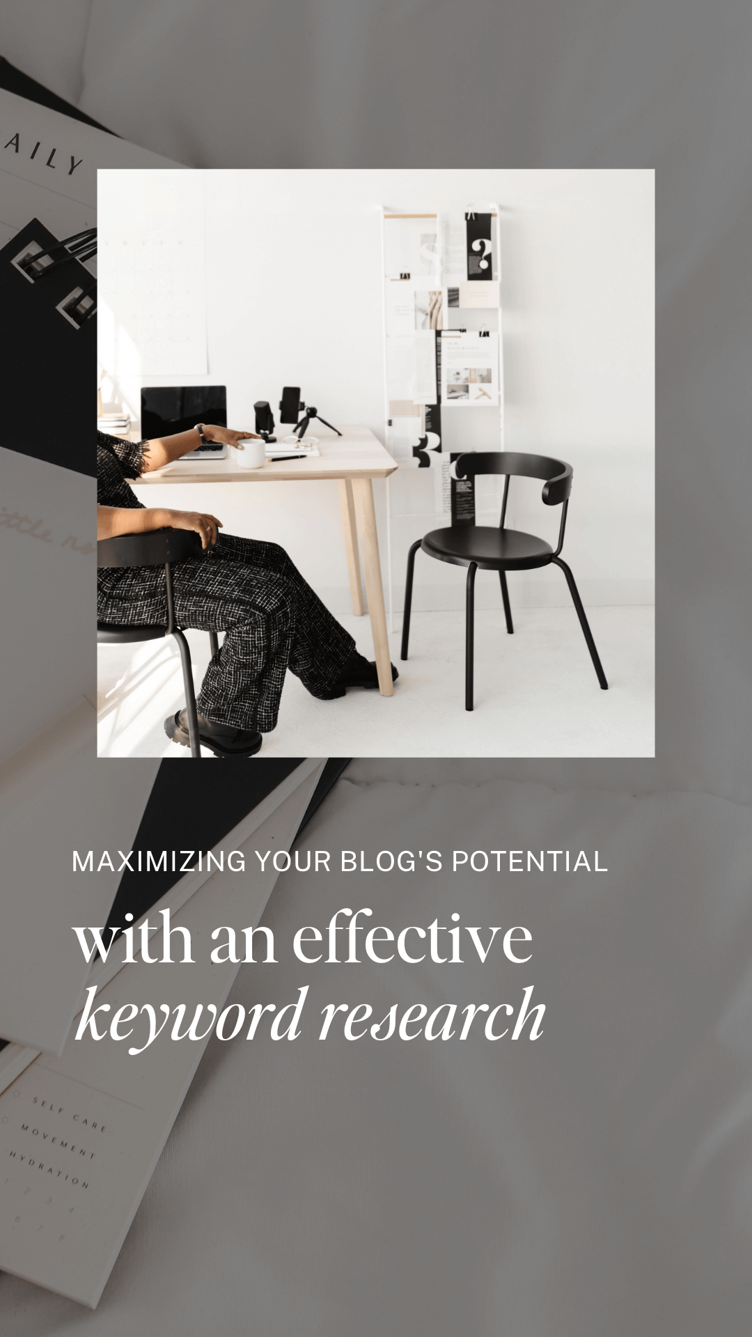 female entrepreneur sitting at desk with black chair